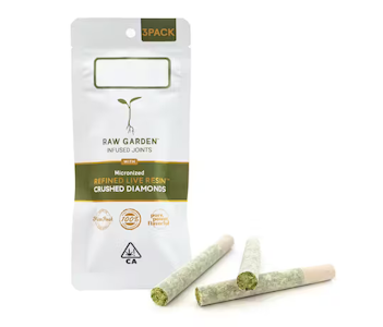 Raw garden - BEARY WHITE | (3) CRUSHED DIAMOND INFUSED JOINTS | 1.5G INDICA